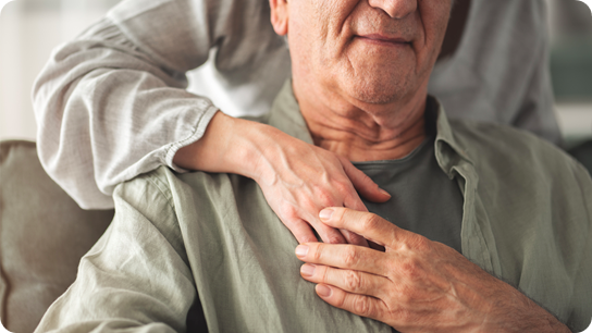 Daughter supporting father with cancer