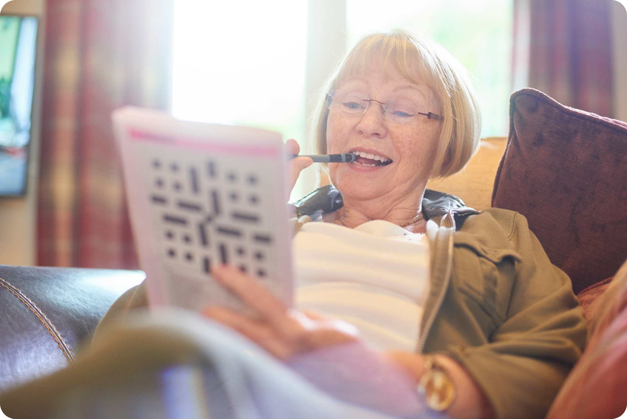 Woman thinking over puzzle answer