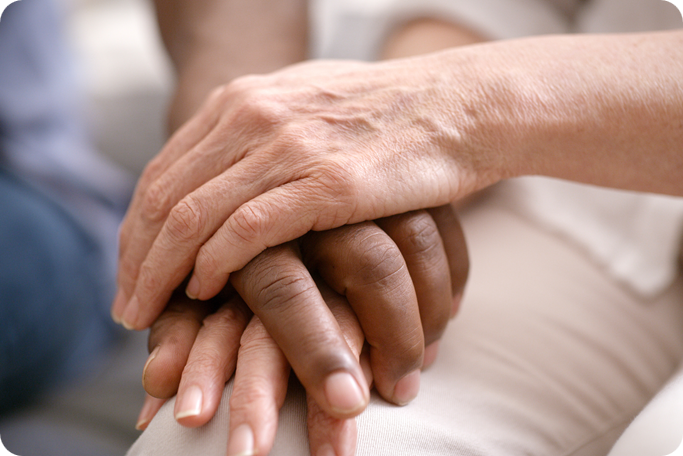 Holding hands, support and couple with empathy, trust and helping for mental health problem, counseling or therapy zoom.