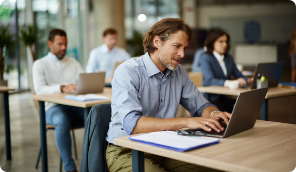 Business team taking part in training