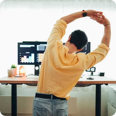 Man working at standing desk