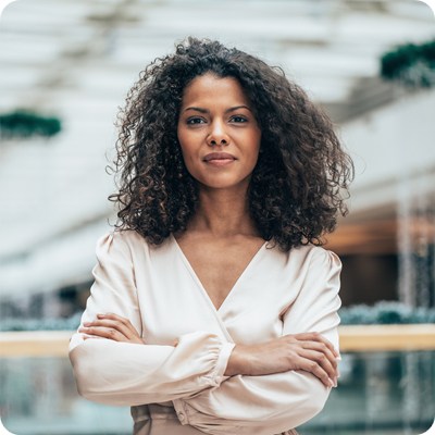Confident businesswoman in a bright office