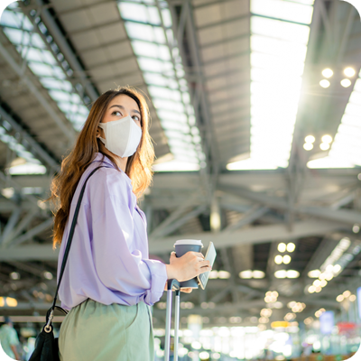 Business woman traveling during Covid