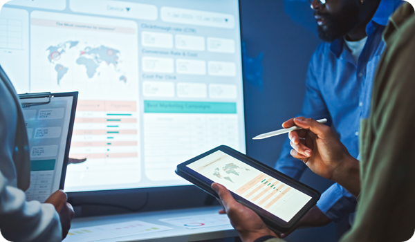 Close up digital Device screen of Data 