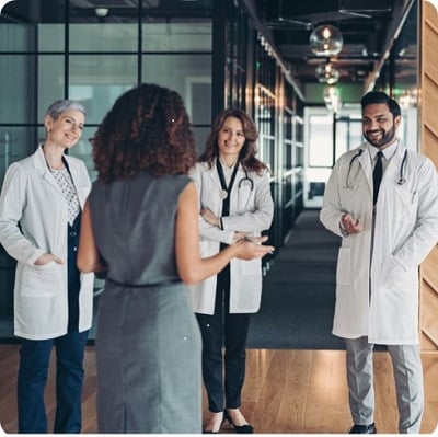 Doctors discussing in a corridor