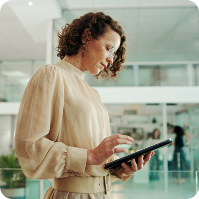 Woman, tablet and hr manager in office for planning, reading resume applications and feedback. 