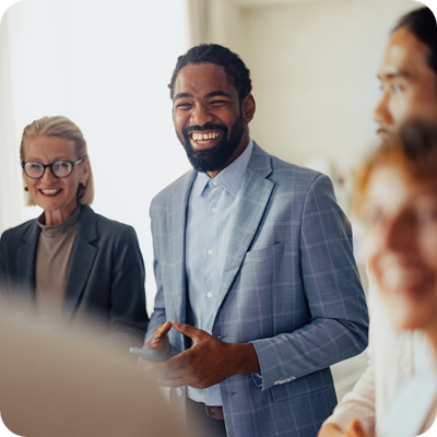 Diverse Group of Professionals Collaborating in Modern Office