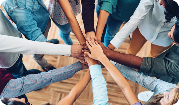 Large sea of hands from multiple colleagues