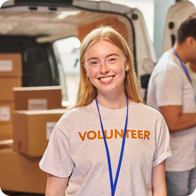 Young volunteer co-ordinating food parcel deliveries