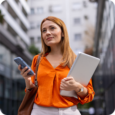 Elegant businesswoman using her phone