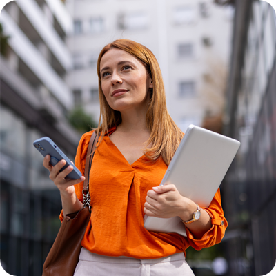 Elegant businesswoman using her phone