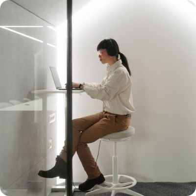 Person working in a sensory pod