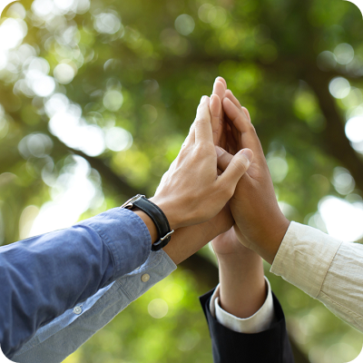 saving collaboration of hands stack together for sustainable development goals.