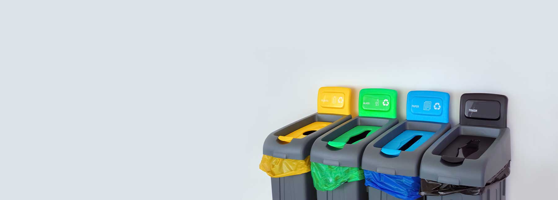 Categorised recycling bins 