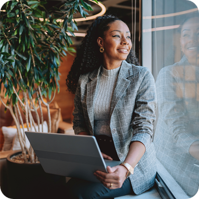 Business woman using laptop