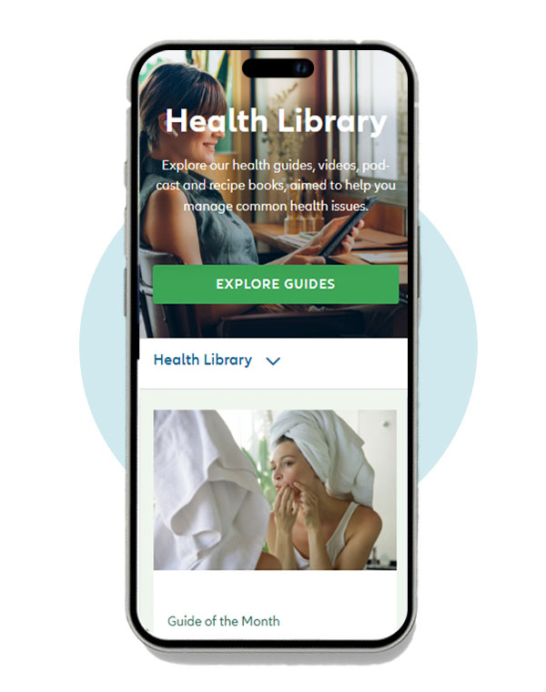 Smartphone with a page displaying Health Library