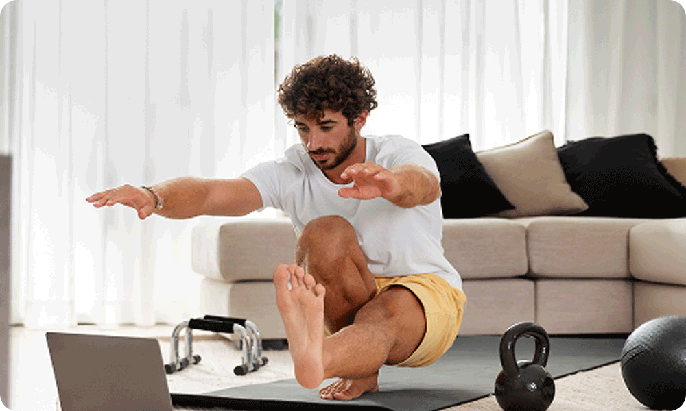 Fitness coaching app- man doing exercise